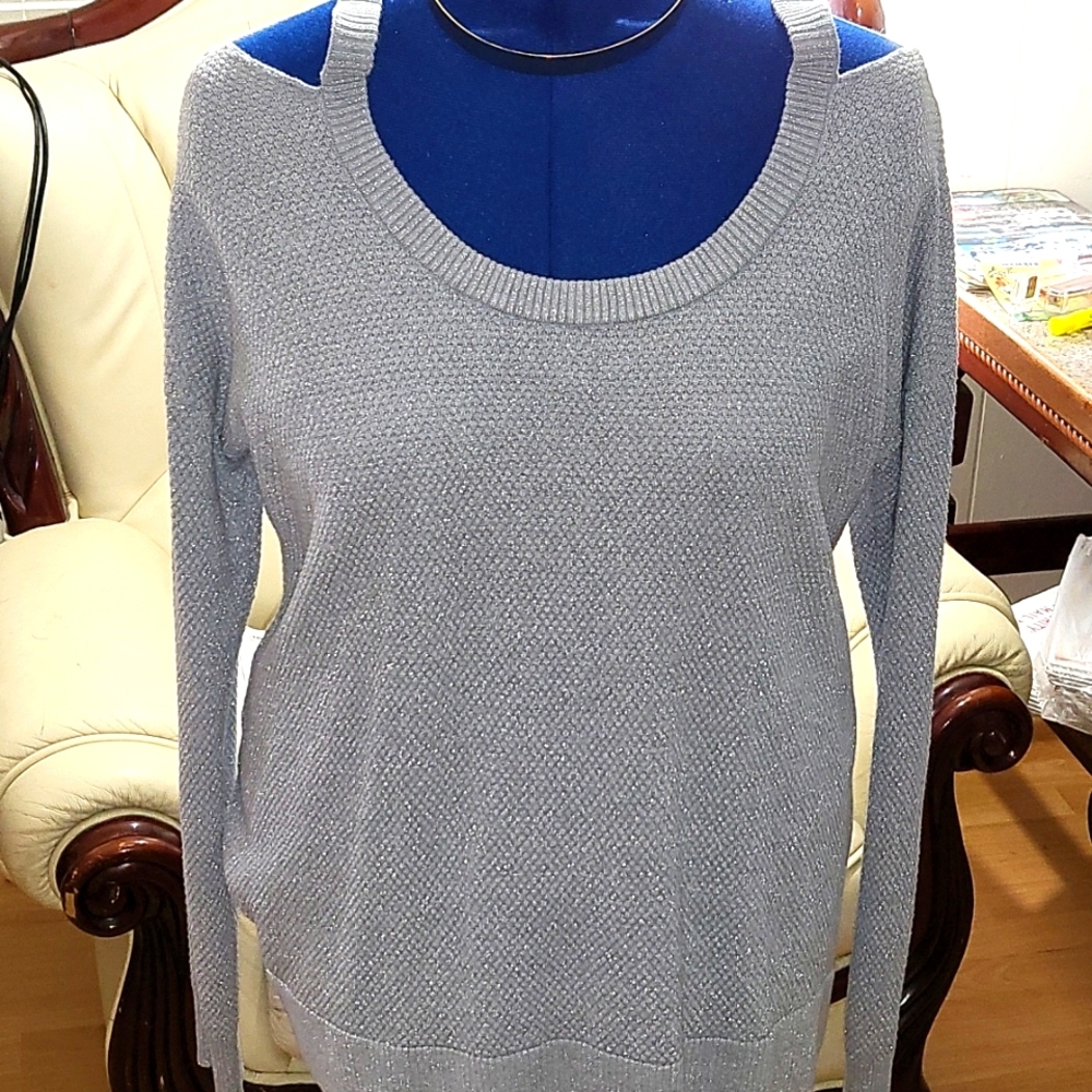 Michael Kors Metallic, Silver cold Shoulder Blouse